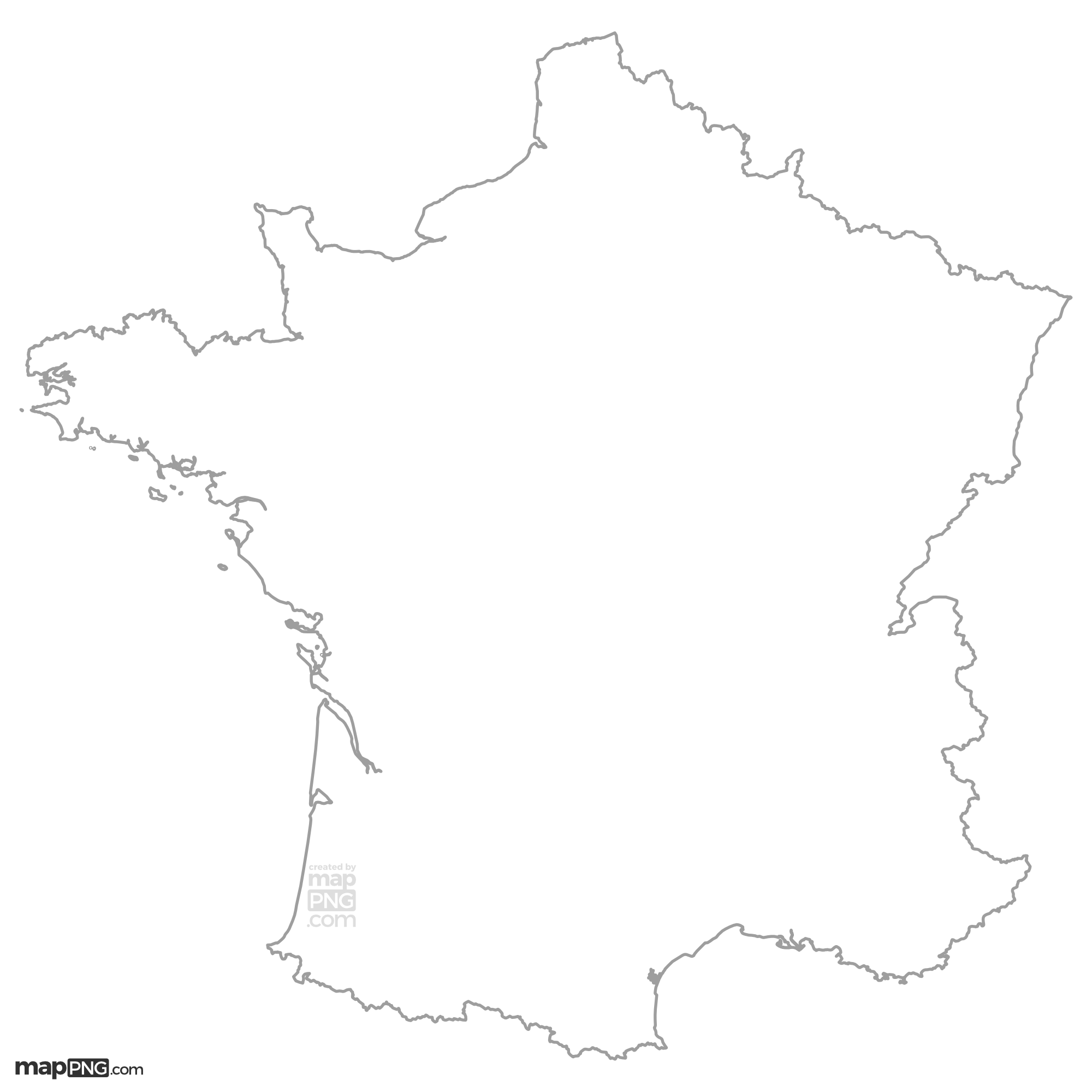 Outline Map of France, Transparent