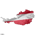 Austria Map with Austrian Flag 2