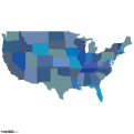 US States Map: Blue