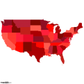 US States Map: Red