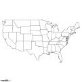 US States Map: White, Black