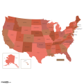 US States Map, Earth Tones