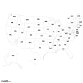 US States Map, Black Outlines
