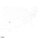 US States Map Template, White