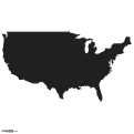 Black USA Map with White Outlines