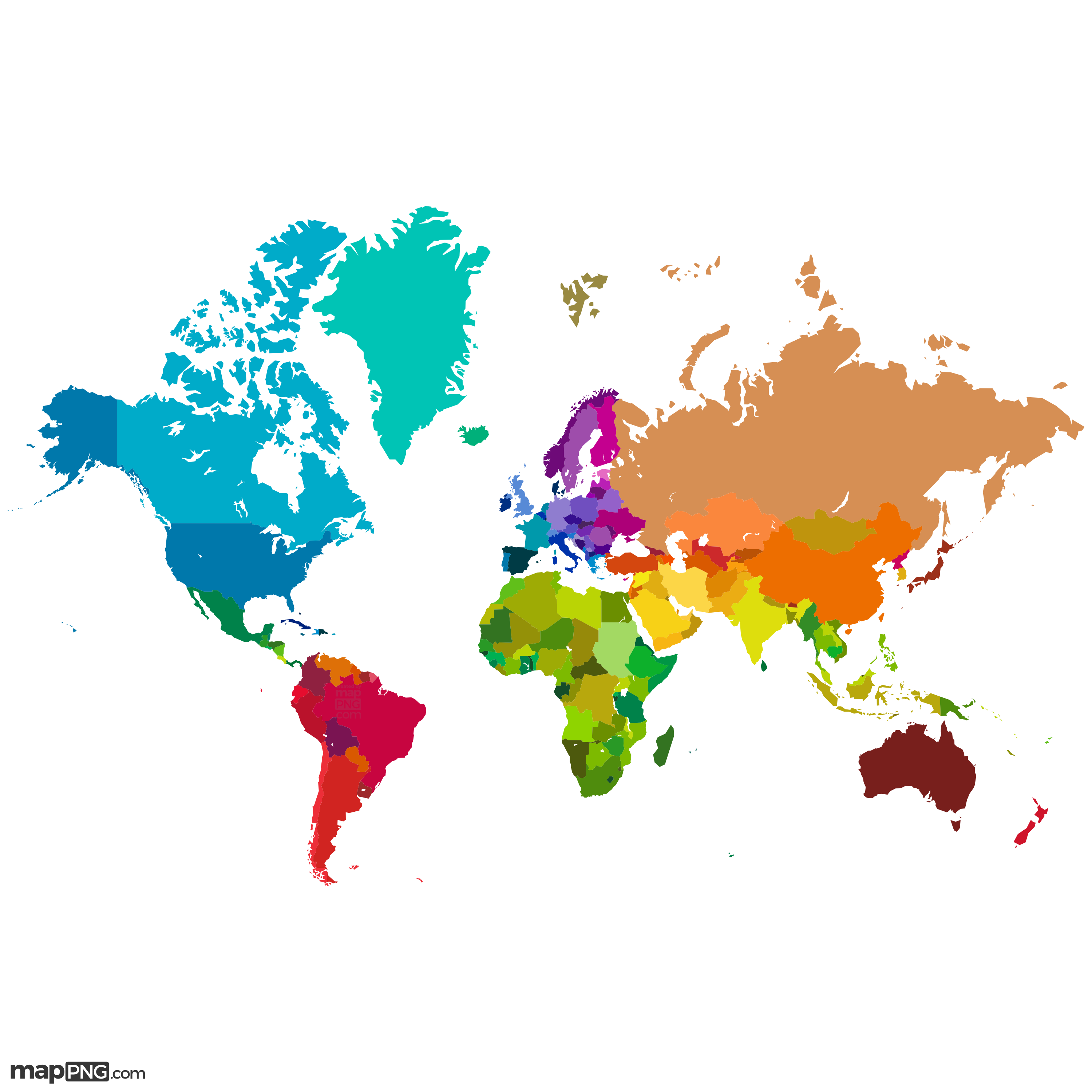 Full Color, Detailed World Map with Countries