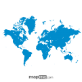 Blue, transparent world map