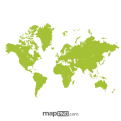 Green, transparent world map