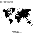 High-detail world map, transparent