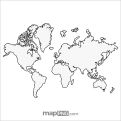 BW world map, outlines