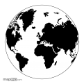 Exaggerated globe, world map 