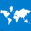 World Map Simplified, Blue