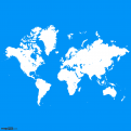 World Map, White on Blue