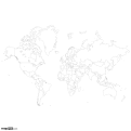 High-Detail, White Outlines World Map with Countries